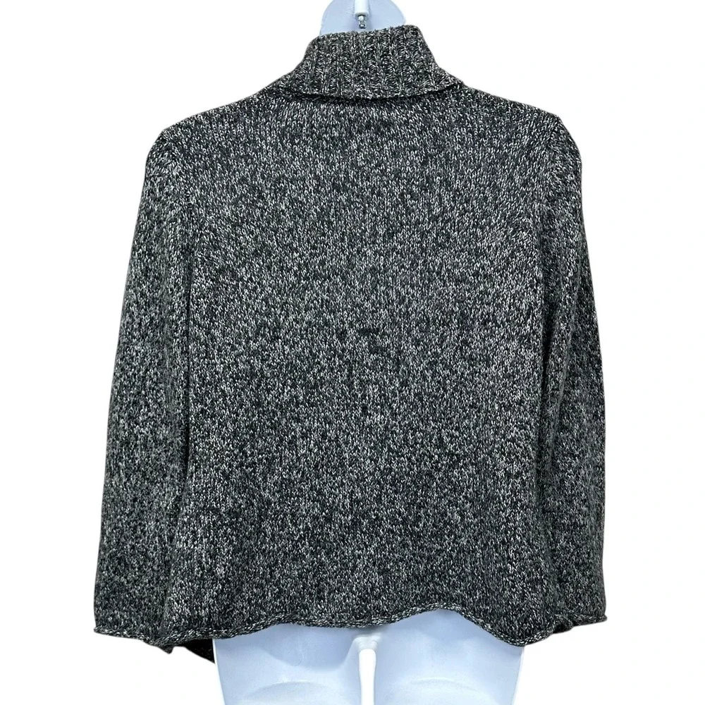 St Johns Bay Sweater Womens P XL Gray Marled Open Front Cardigan Knit Rolled Hem
